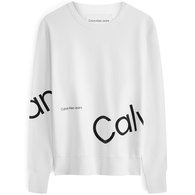 Calvin Klein Casual Letter Print Crewneck Sweatshirt Unisex Moonlight White J324319YAF