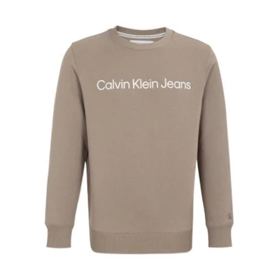 Calvin Klein Casual Logo Print Pullover Sweatshirt Khaki () J322333-A03