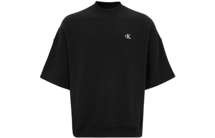 Calvin Klein Casual Loose Fit Embroidered Logo Short Sleeve Sweatshirt Black Men 40JM231BAE