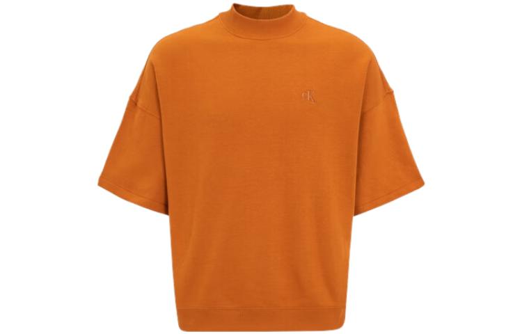 Calvin Klein Casual Loose Fit Embroidered Logo Short Sleeve Sweatshirt Camel Brown 40JM231GQT