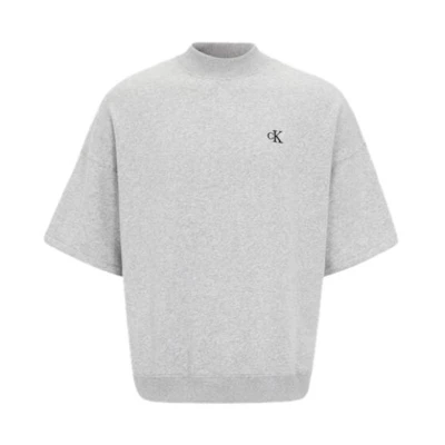 Calvin Klein Casual Loose Fit Letter Embroidery Short Sleeve Sweatshirt Hero Gray 40JM231P79