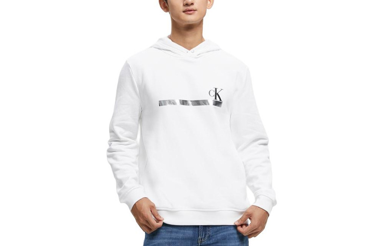 Calvin Klein Casual Simple Letter Print Hoodie White 40KC404-YAA