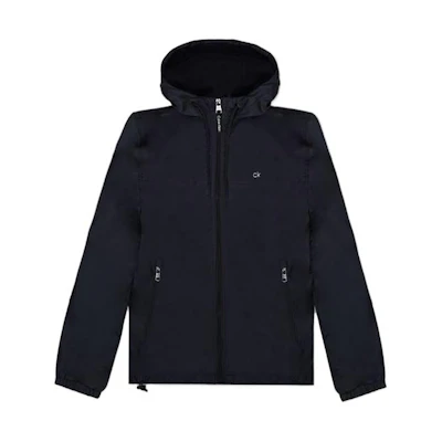 Calvin Klein Casual Solid Black Zip-Up Hooded Jacket CM234687-BLACK-S
