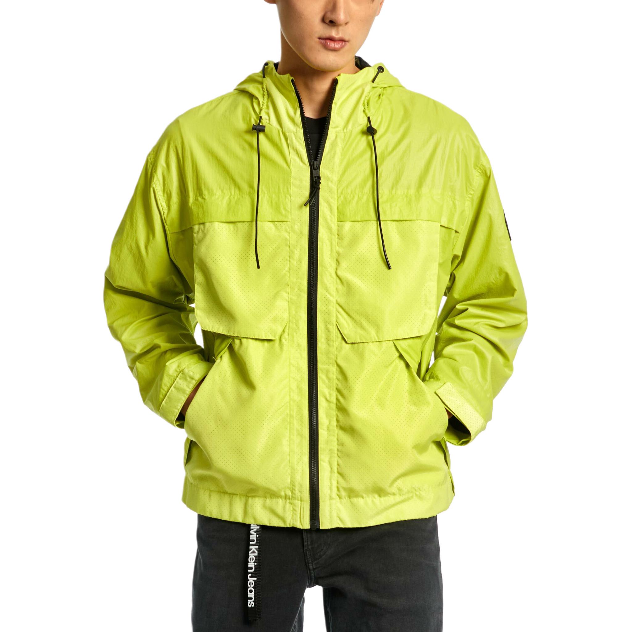Calvin Klein Casual Solid Waterproof Hoodie Jacket Lemon Lime J320268-LRE