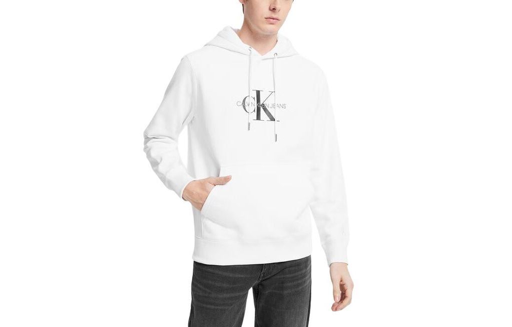 Calvin Klein Casual Unisex Hoodie with Overlap Print - White J400139-YAF