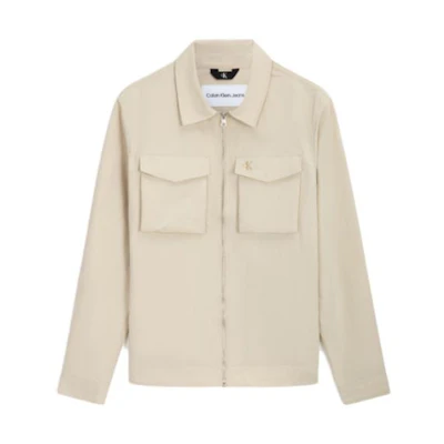 Calvin Klein Casual Zip-Up Workwear Shirt Jacket - Light Khaki J323682-ACI