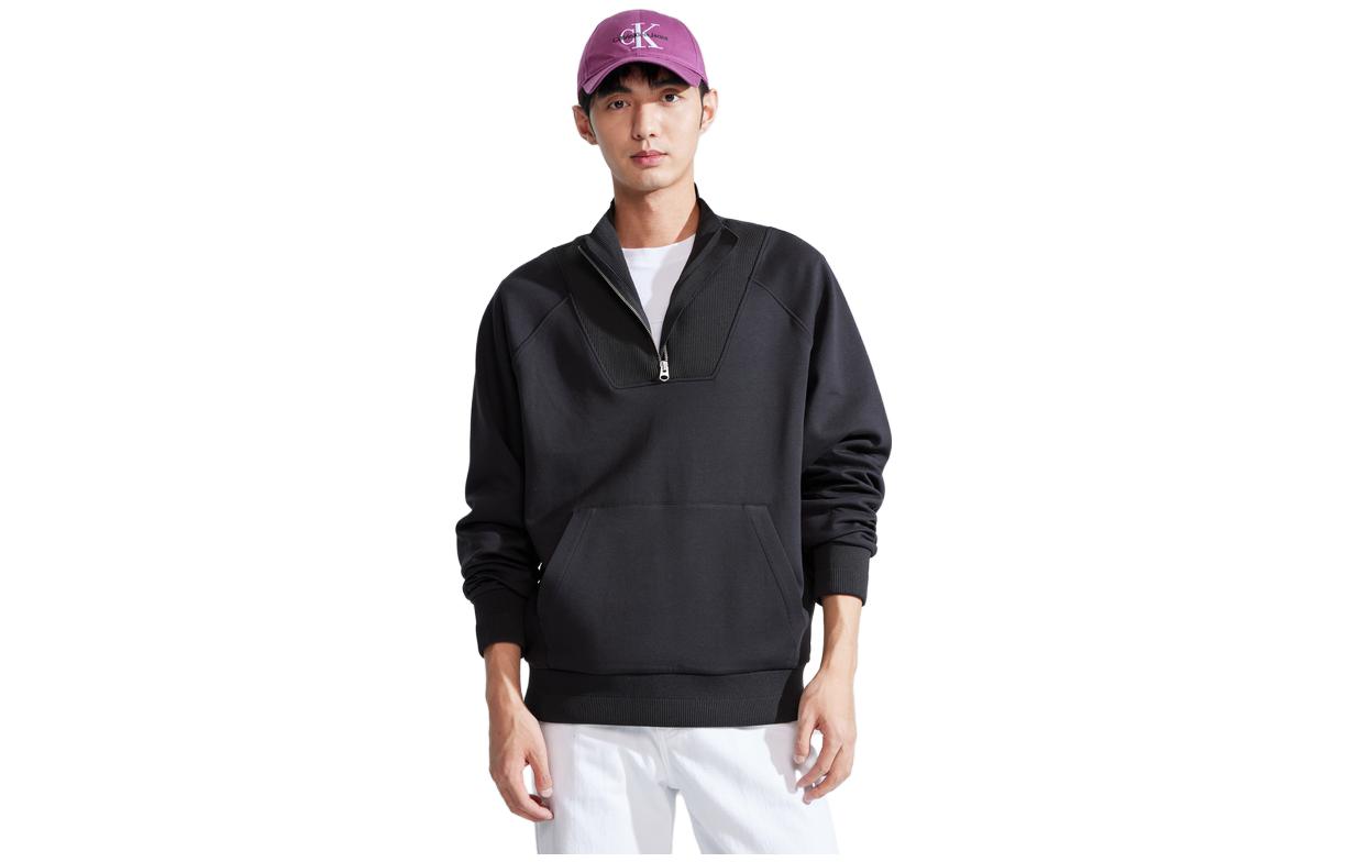Calvin Klein CK 3D Logo Half-Zip Pullover Sweatshirt Space Black J324405