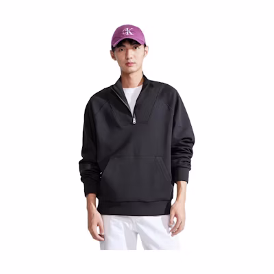 Calvin Klein CK 3D Logo Half-Zip Pullover Sweatshirt Space Black J324405