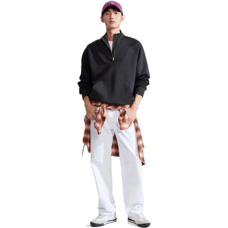 Lookbook 卡尔文·克莱因CK 3D标志半拉链卫衣 太空黑 J324405
