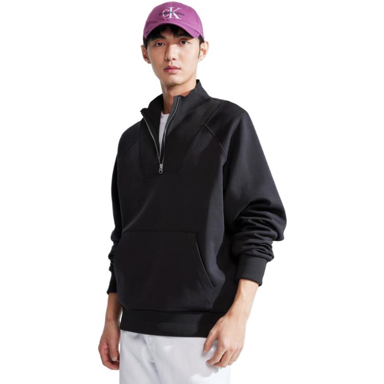 Shop 卡尔文·克莱因CK 3D标志半拉链卫衣 太空黑 J324405