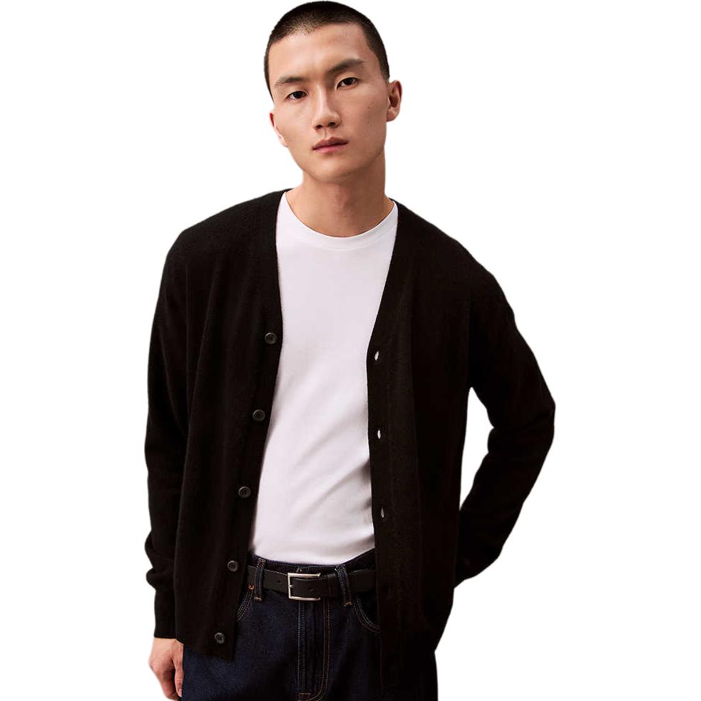 Calvin Klein CK  Long Sleeve V-Neck Cashmere Sweater Space Black. 40EM349-UB1