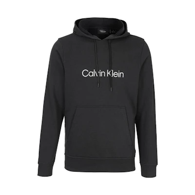 Calvin Klein CK Black Pullover Hoodie with Drawstring and Letter Logo 00GMS2W304-BAE