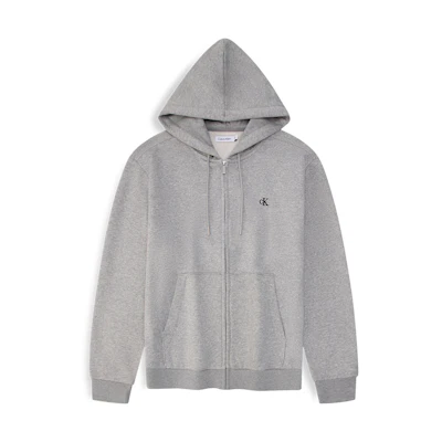 Calvin Klein CK Jeans Embroidered Fleece Zip Hoodie Coconut Gray - 40QM434CVP