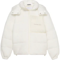 Calvin Klein CK Jeans Ivory Loose Fit Hooded Stretch Zip Jacket Unisex J40J400366-YBI Calvin Klein CK Jeans Ivory Loose Fit Hooded Stretch Zip Jacket Unisex J40J400366-YBI