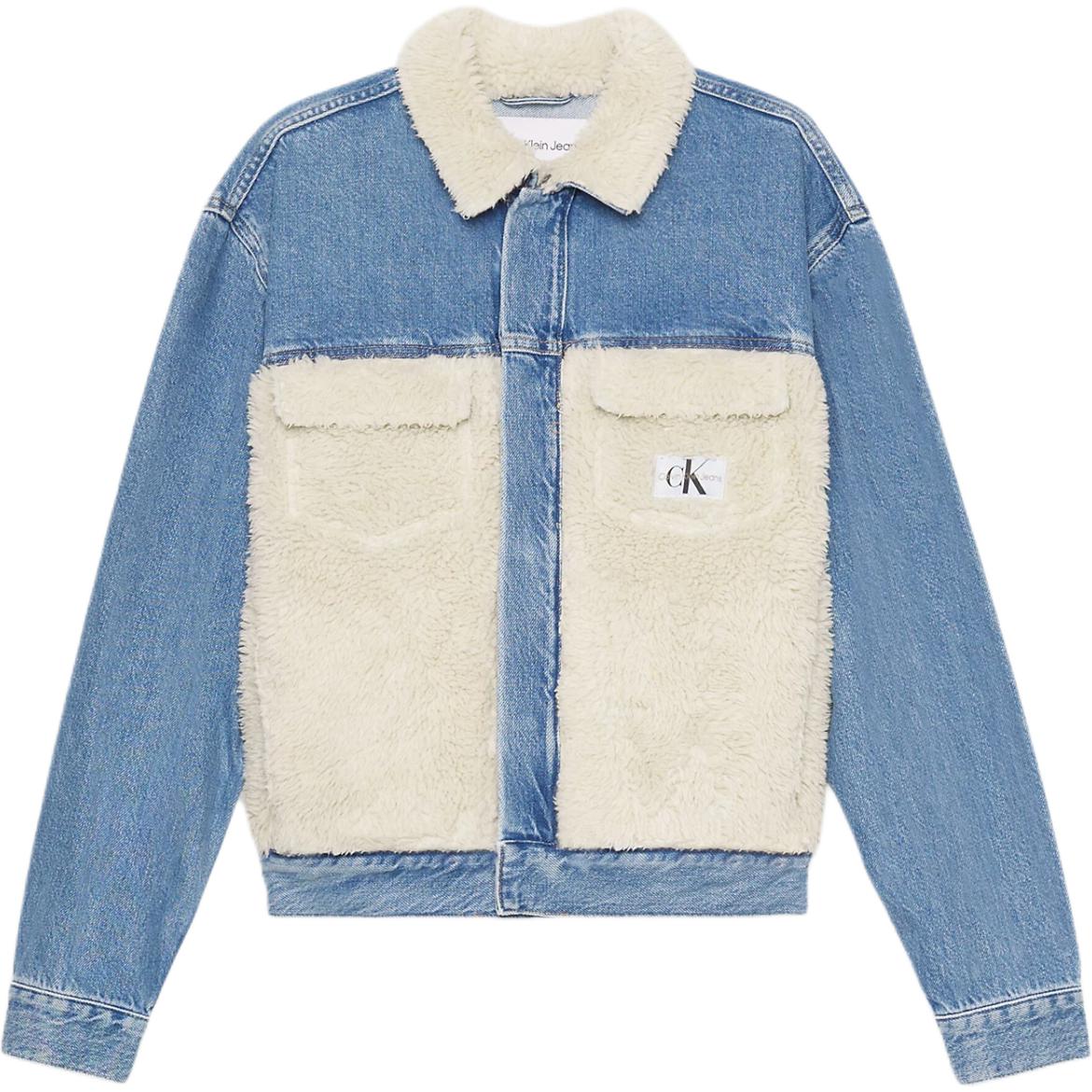 Calvin Klein CK Jeans Snap Button Logo Denim Jacket Blue Unisex European Edition J40J400369-1A4