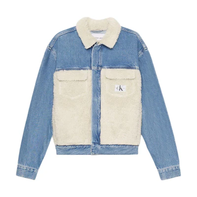 Calvin Klein CK Jeans Snap Button Logo Denim Jacket Blue Unisex European Edition J40J400369-1A4