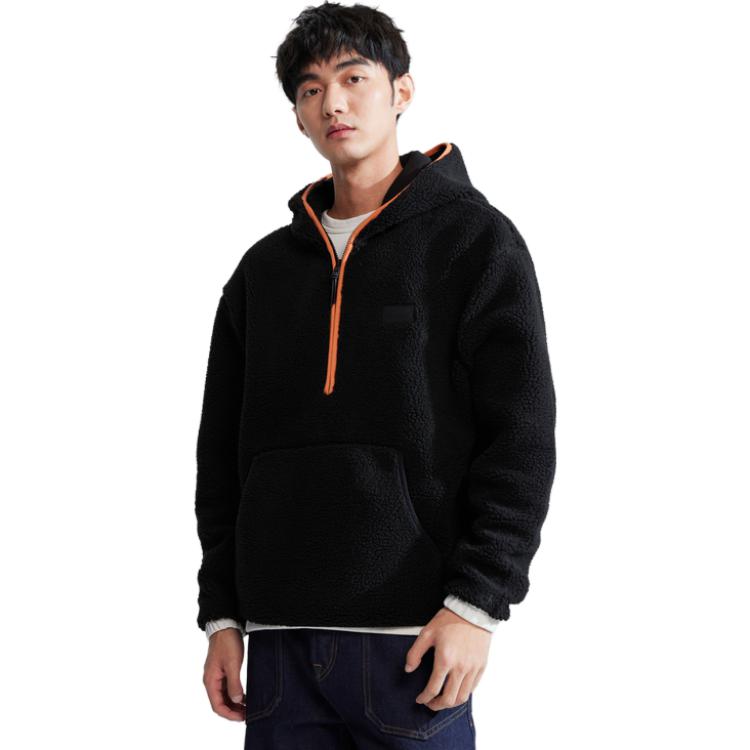 Lookbook カルバンクライン CK ロゴパッチ ハーフジップ スペースブラック スウェットシャツ J324086