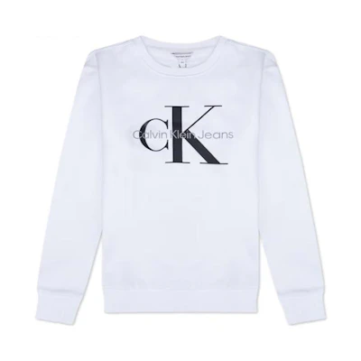 Calvin Klein CK Logo Printed Long-Sleeve Sweatshirt White 40DC413-110