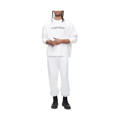 Calvin Klein CK Solid Letter Print White Sweatshirt for Men 40HM230-540