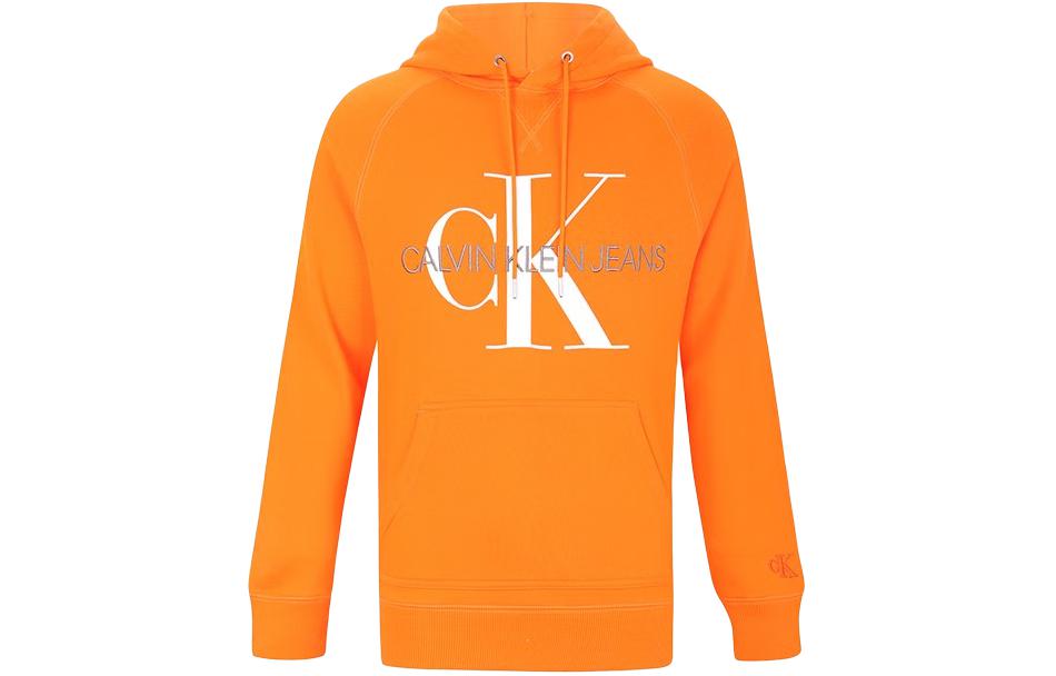 Calvin Klein Classic Cotton Embroidered Pullover Hoodie Orange Male J318041-SEA
