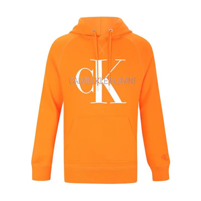 Calvin Klein Classic Cotton Embroidered Pullover Hoodie Orange Male J318041-SEA