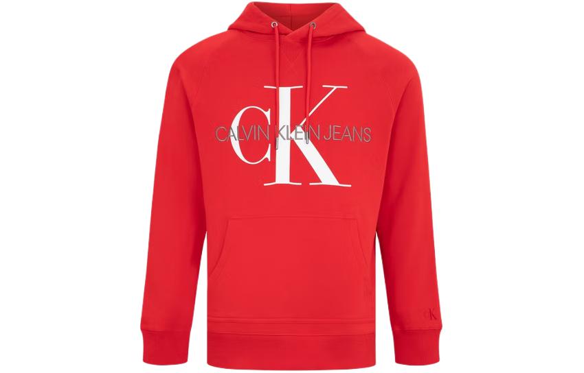 Calvin Klein Classic Red Embroidered Cotton Hoodie for Men J318041-XCF