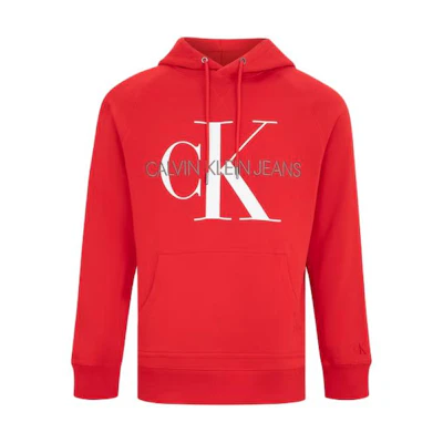 Calvin Klein Classic Red Embroidered Cotton Hoodie for Men J318041-XCF