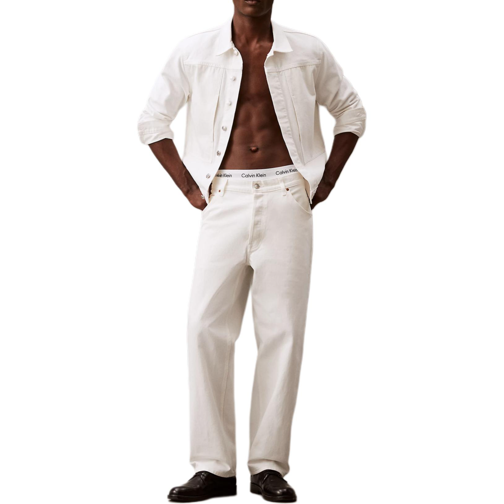 Calvin Klein Classic White Denim Jacket European Fit K10K113960-0K8