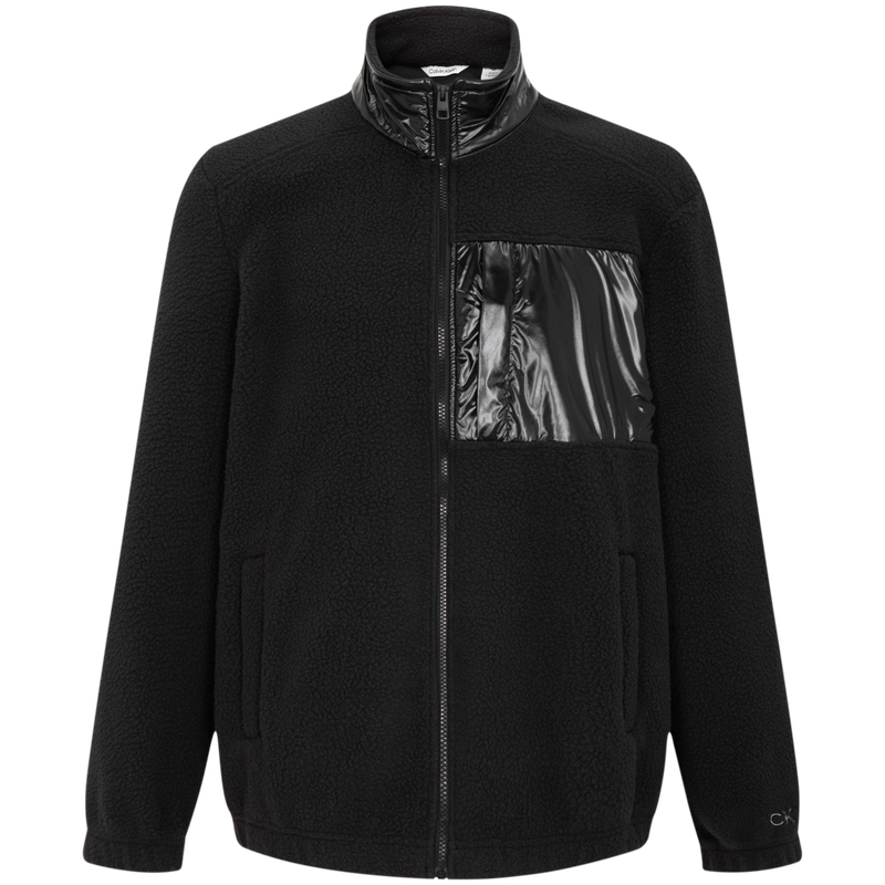 Calvin Klein Colorblock Embroidered Fleece Jacket Unisex - Black 40KC422-BAE