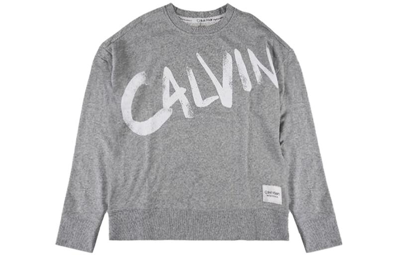 Calvin Klein Colorblock Letter Crewneck Sweatshirt Light Gray PFCT3558-PLG