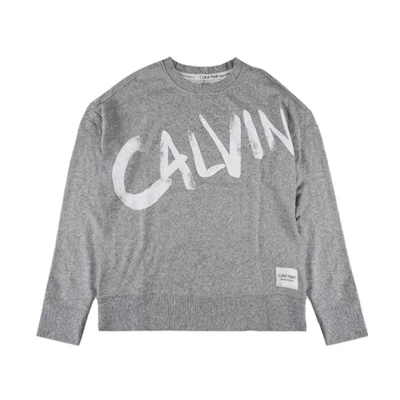 Calvin Klein Colorblock Letter Crewneck Sweatshirt Light Gray PFCT3558-PLG