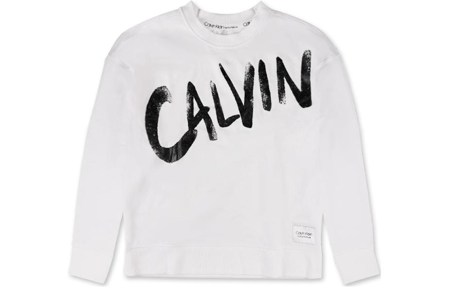 Calvin Klein Colorblock Logo Crewneck Sweatshirt White - Long Sleeve PFCT3558-WHB