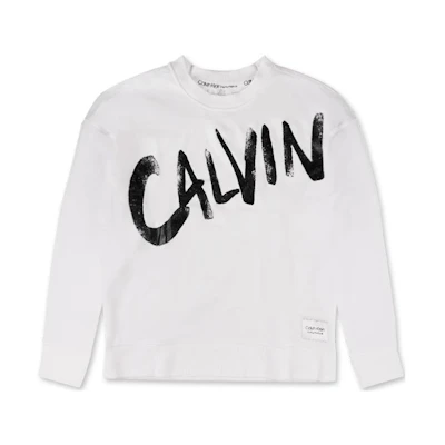 Calvin Klein Colorblock Logo Crewneck Sweatshirt White - Long Sleeve PFCT3558-WHB