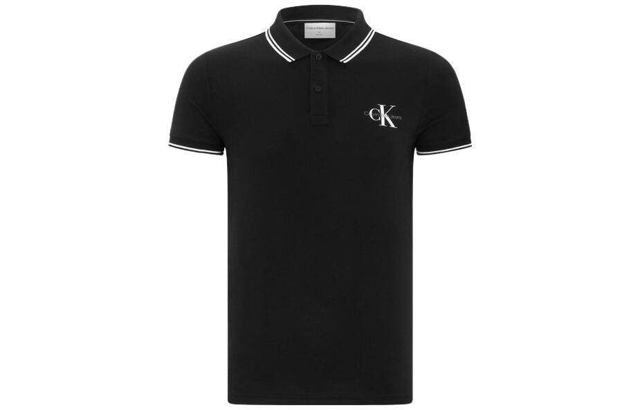 Calvin Klein Colorblock Logo Embroidered Breathable Black Polo Shirt J320772-BEH