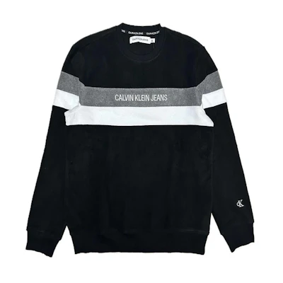 Calvin Klein Colorblock Striped Crewneck Sweatshirt Black () 91AP241-001