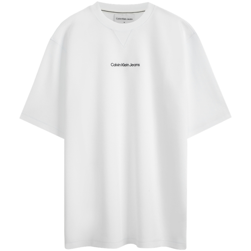 Calvin Klein Contrast Letter Embroidery T-Shirt - Moonlight White J323769-1
