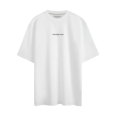 Calvin Klein Contrast Letter Embroidery T-Shirt - Moonlight White J323769-1