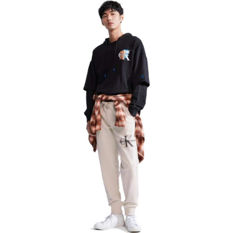 Calvin Klein Cotton Hoodie Letter Print Pullover - Space Black J324403 圖 4