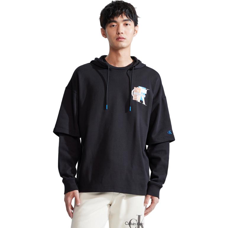 Calvin Klein Cotton Hoodie Letter Print Pullover - Space Black J324403 圖 5