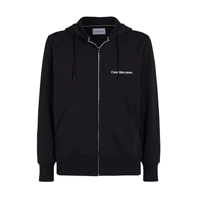 Calvin Klein Cotton Terry Zip-Up Hoodie Jacket Black with Letter Print J30J325148-BEH