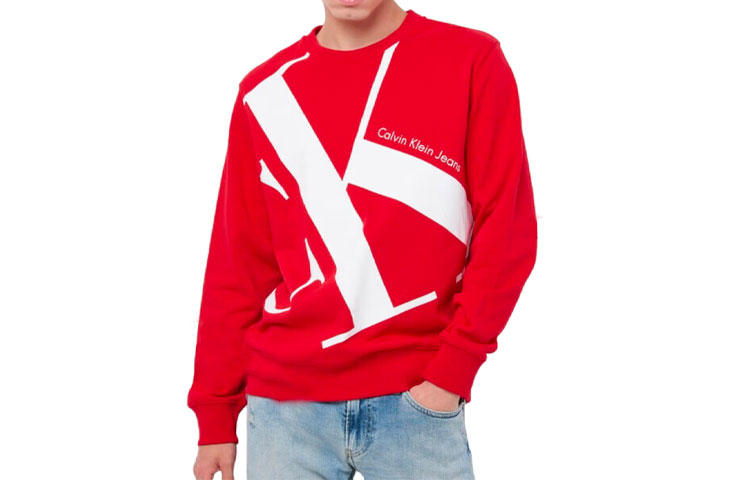 Calvin Klein Couple Series Red Crewneck Cotton Sweatshirt Unisex J318474-XME