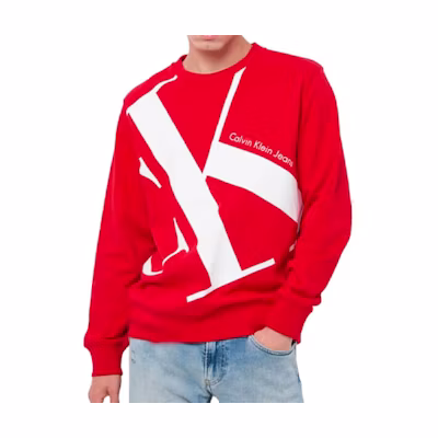Calvin Klein Couple Series Red Crewneck Cotton Sweatshirt Unisex J318474-XME