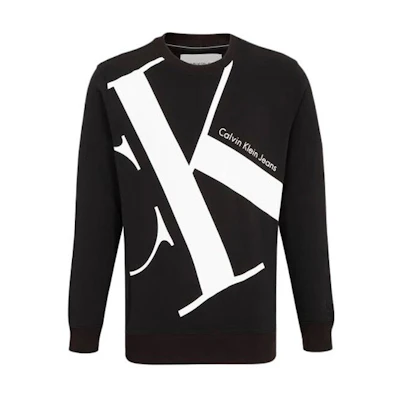 Calvin Klein Couples Series Printed Cotton Crewneck Sweatshirt Black () J318474-BEH