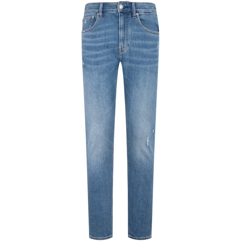 Calvin Klein Distressed Tapered Fit Jeans Men Light Wash Denim Blue J325394