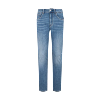 Calvin Klein Distressed Tapered Fit Jeans Men Light Wash Denim Blue J325394