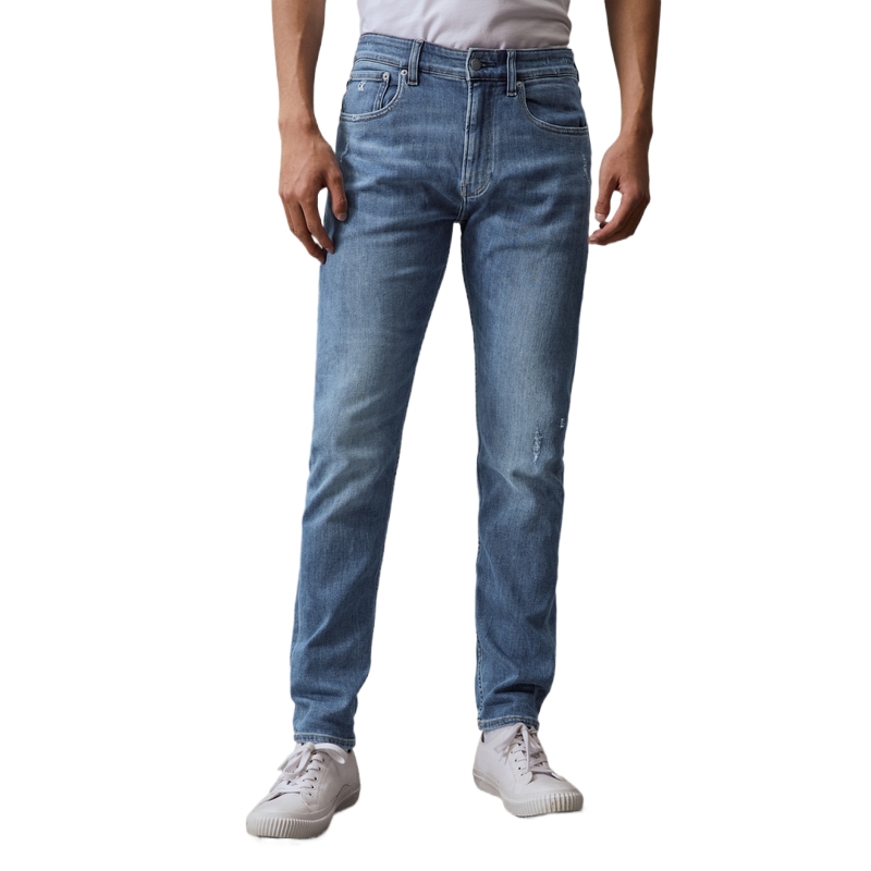Calvin Klein Distressed Tapered Fit Jeans Men Light Wash Denim Blue J325394 圖 5