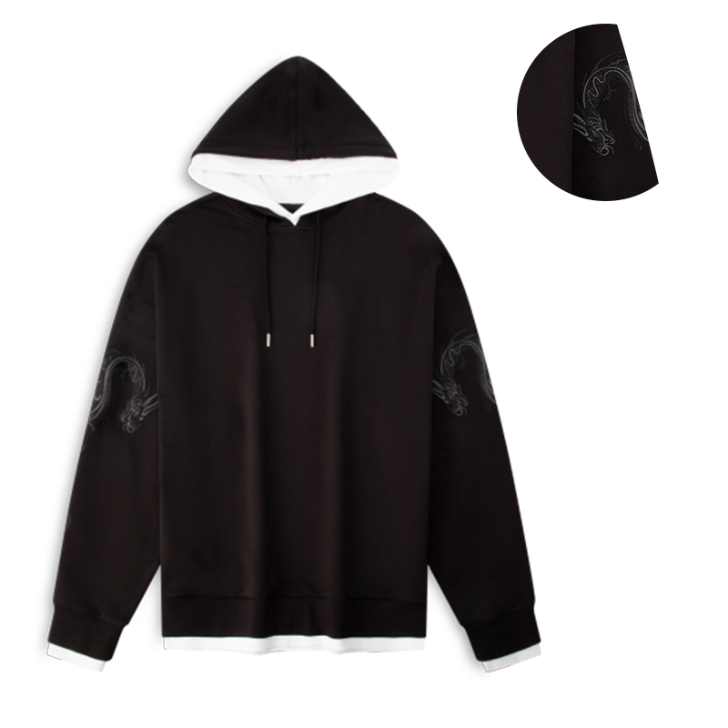 Order Calvin Klein Hoodie Unisex Hitam Putih Bordir Naga Space Black. J400357