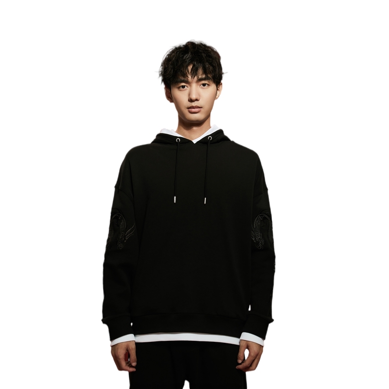 Sizing Calvin Klein Hoodie Unisex Hitam Putih Bordir Naga Space Black. J400357