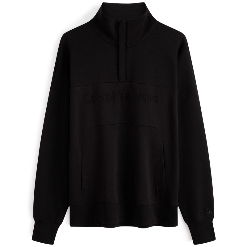 Calvin Klein Embossed Letter Half-Zip Knit Sweatshirt Space Black J324149-BEH