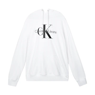 Calvin Klein Embroidered Logo Cotton Hoodie Unisex White ZM02079-YAF